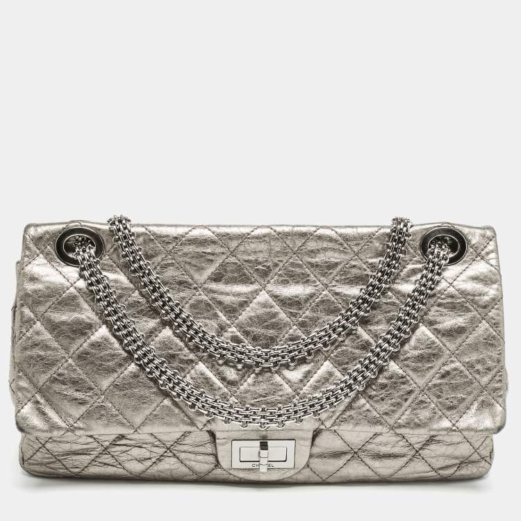 Pre Owned Chanel Metallic Quilted Aged Leather 228 Reissue 2.55 Flap Bag