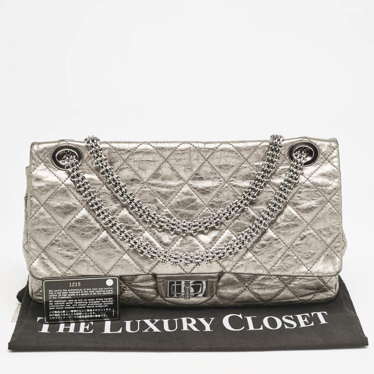 Pre Owned Chanel Metallic Quilted Aged Leather 228 Reissue 2.55 Flap Bag