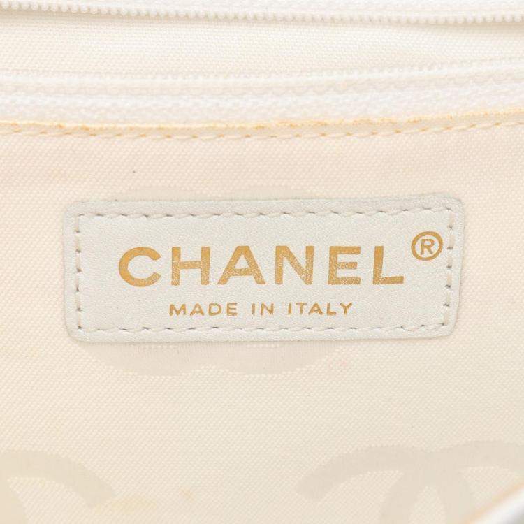 Pre Owned Chanel White Leather  Wild Stitch CC Coco Top Handle bag 