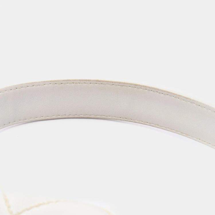 Pre Owned Chanel White Leather  Wild Stitch CC Coco Top Handle bag 