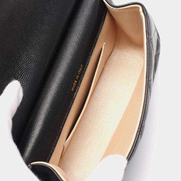 Pre Owned Chanel Black Leather Bar Clutch on Chain 