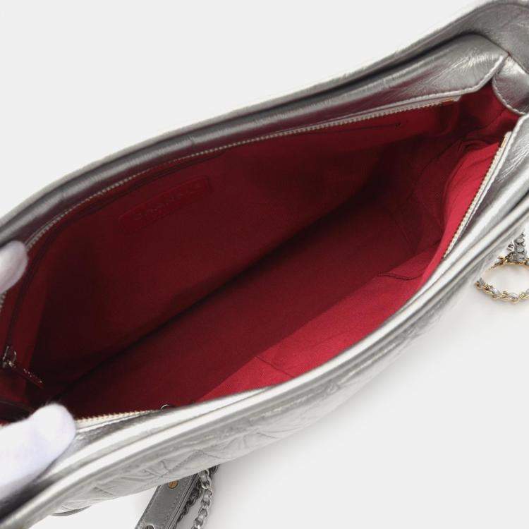 Pre Owned Chanel Silver Leather Gabrielle De Chanel Chain Crossbody Bag