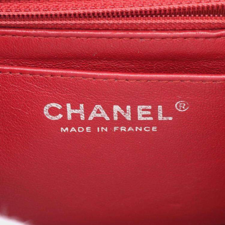 Pre Owned Chanel Red Leather Mini Chain Shoulder Bag
