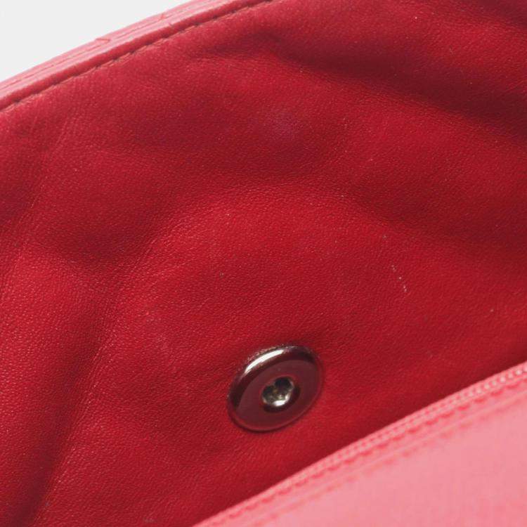 Pre Owned Chanel Red Leather Mini Chain Shoulder Bag