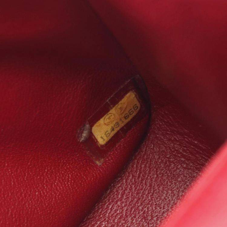 Pre Owned Chanel Red Leather Mini Chain Shoulder Bag