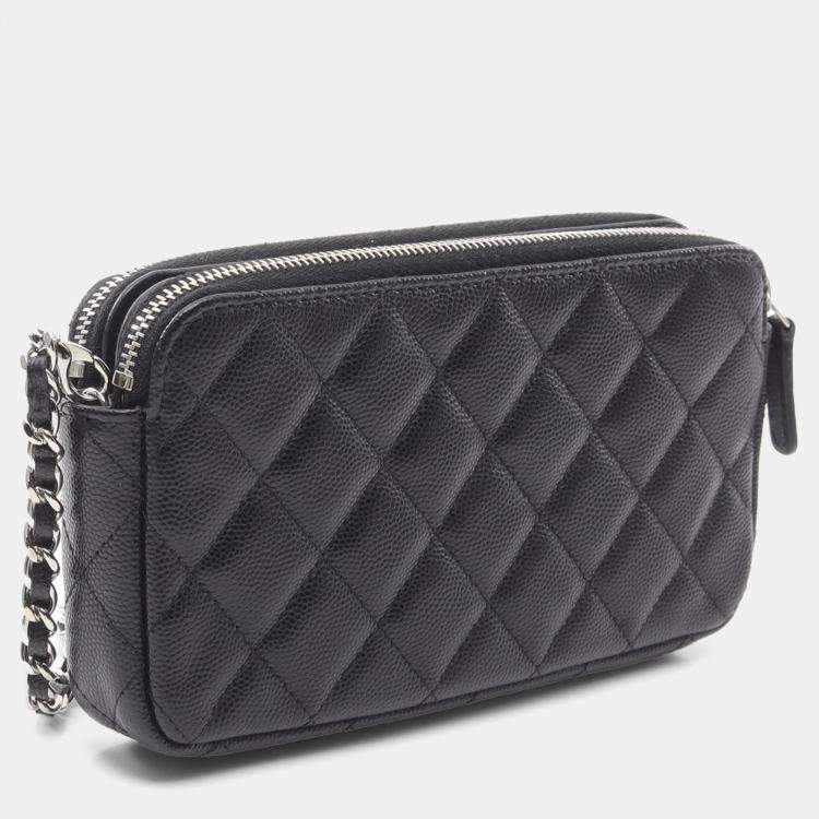 Pre Owned Chanel Black Leather Small Clutch With Chain