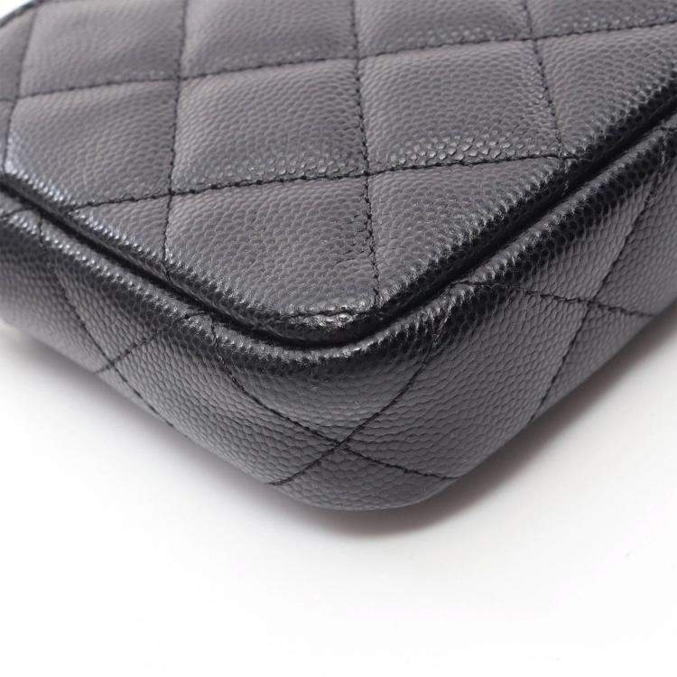 Pre Owned Chanel Black Leather Small Clutch With Chain