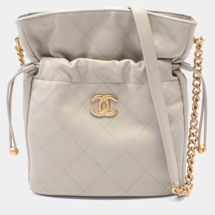 Pre Owned Chanel Lambskin Drawstring Crossbody Bag