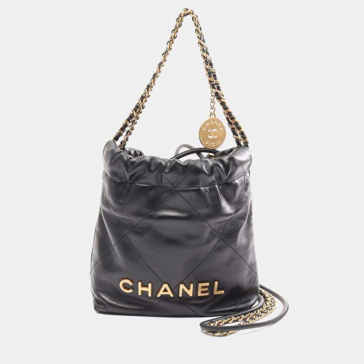 Pre Owned Chanel Black Leather 22 Mini Crossbody Bag