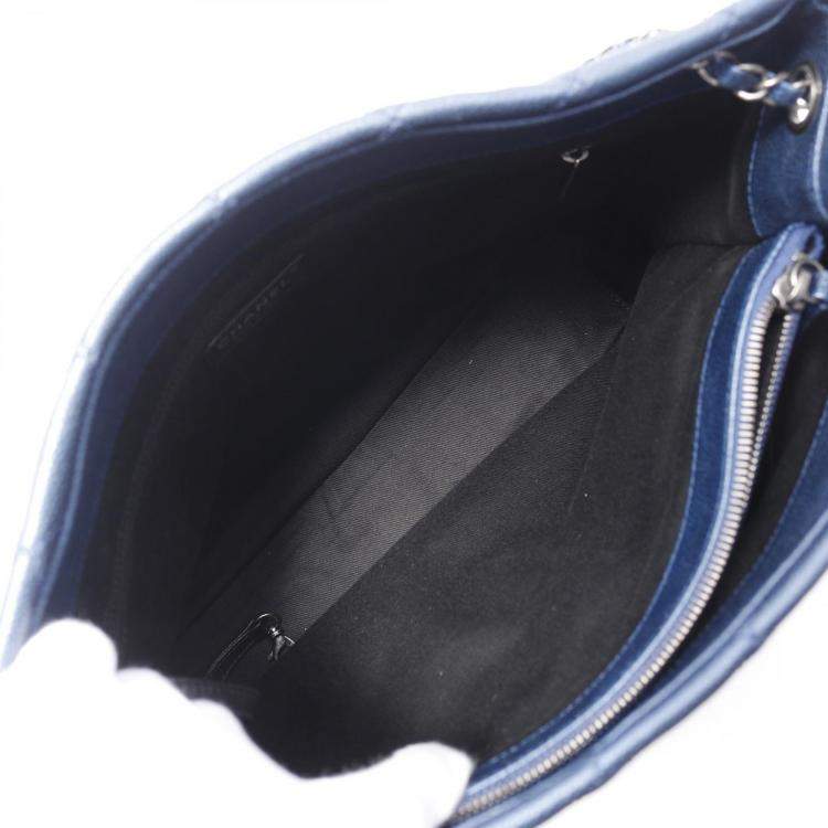 Pre Owned Chanel Blue Leather Classic Tote Bag