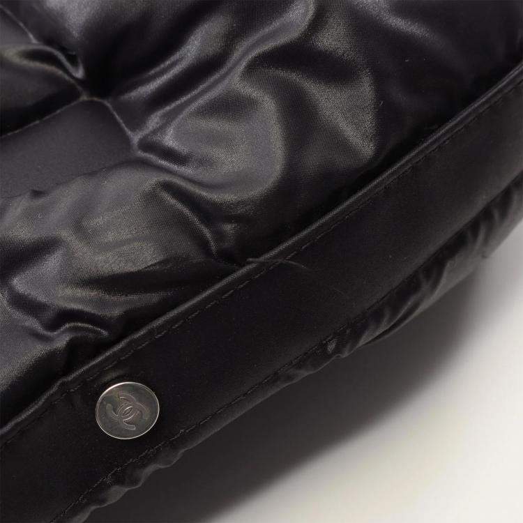 Pre Owned Chanel Black Nylon Coco Tweed Doudoune Bowling Bag