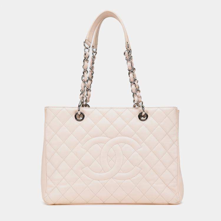 Pre Owned Chanel Beige Caviar Grand Shopping Tote