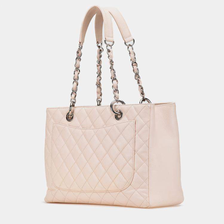 Pre Owned Chanel Beige Caviar Grand Shopping Tote