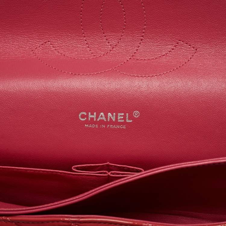 Pre Owned Chanel Coral Red Quilted Patent Leather Maxi Classic Double Flap Bag