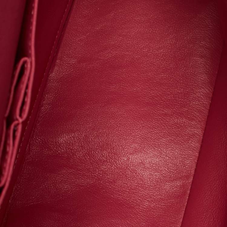 Pre Owned Chanel Coral Red Quilted Patent Leather Maxi Classic Double Flap Bag