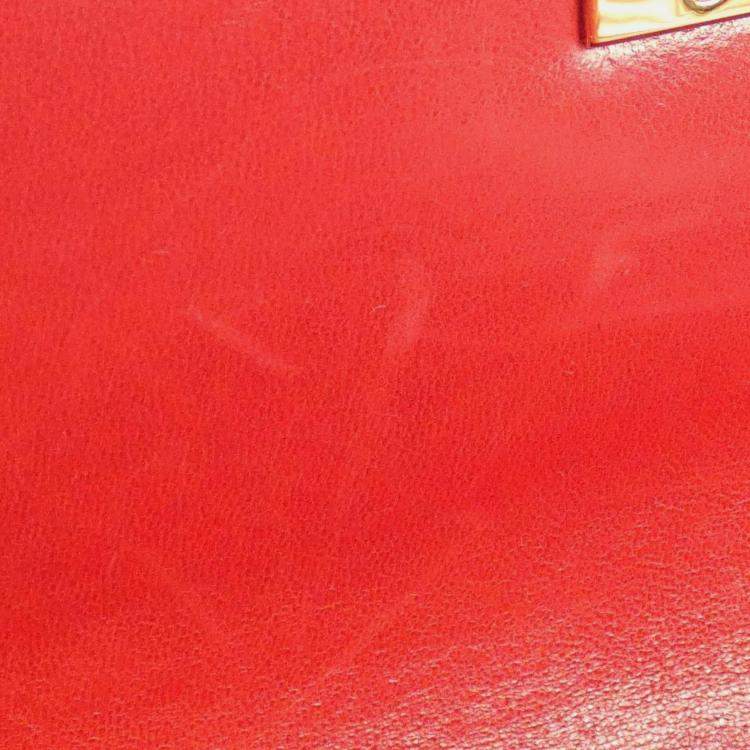 Pre Owned Chanel Red Chevron Quilted Lambskin Square Mini Flap Bag