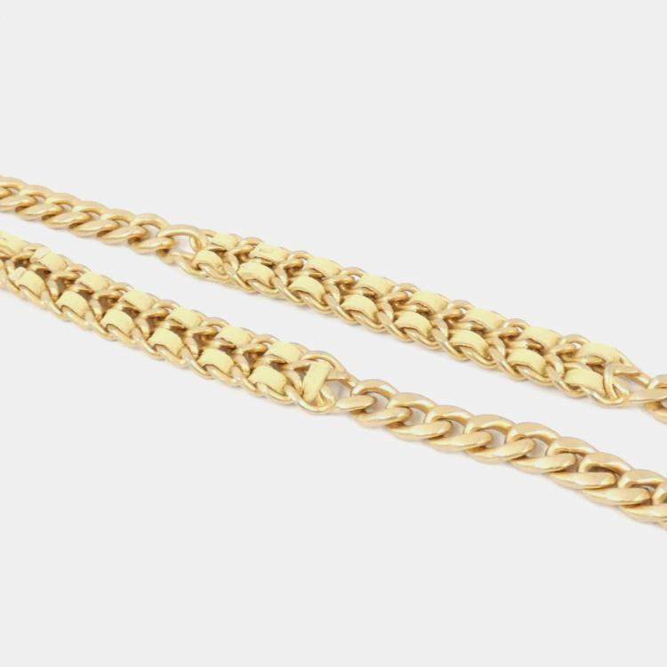 Pre Owned Chanel Yellow Quited Leather Chain Clutch