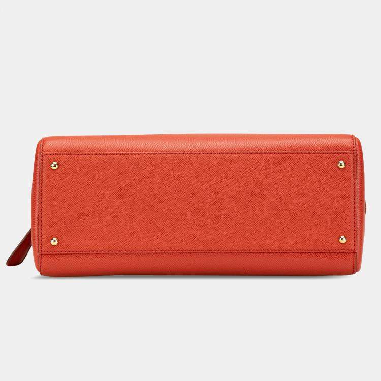Pre Owned Chanel Orange Grained Calfskin Tote