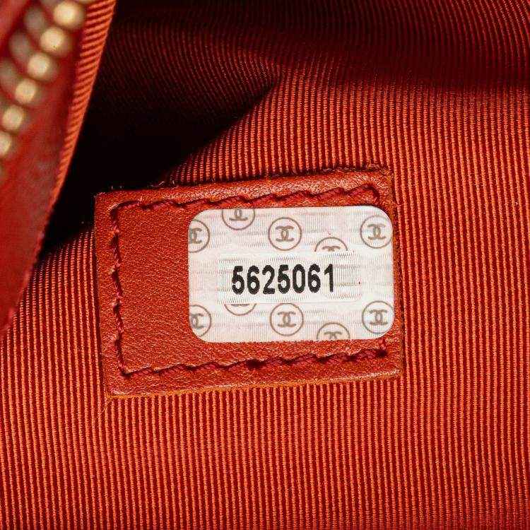 Pre Owned Chanel Orange Grained Calfskin Tote