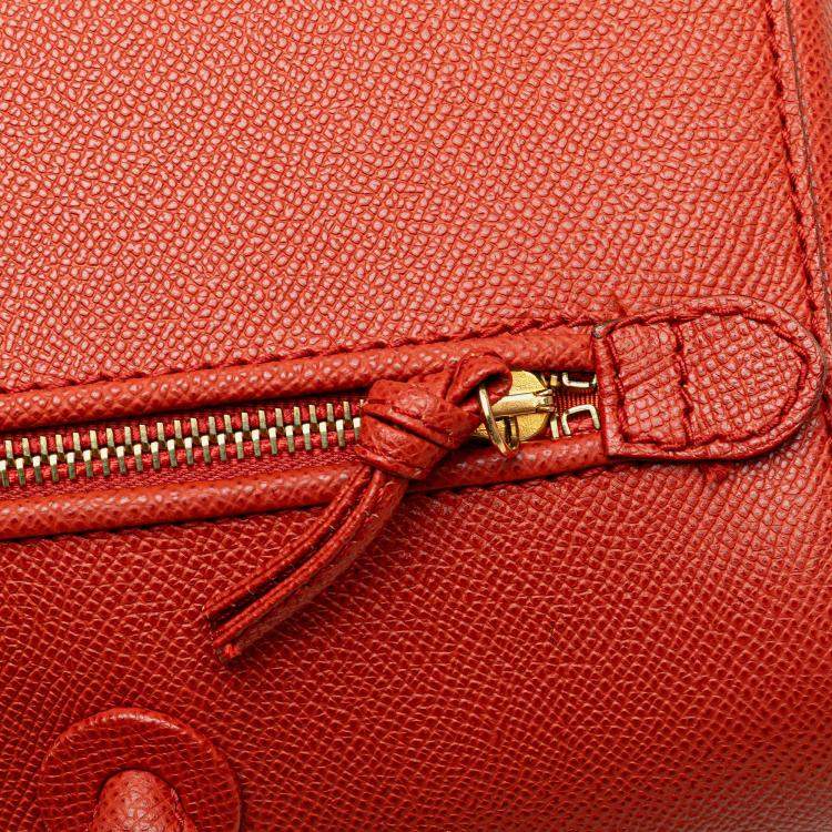 Pre Owned Chanel Orange Grained Calfskin Tote