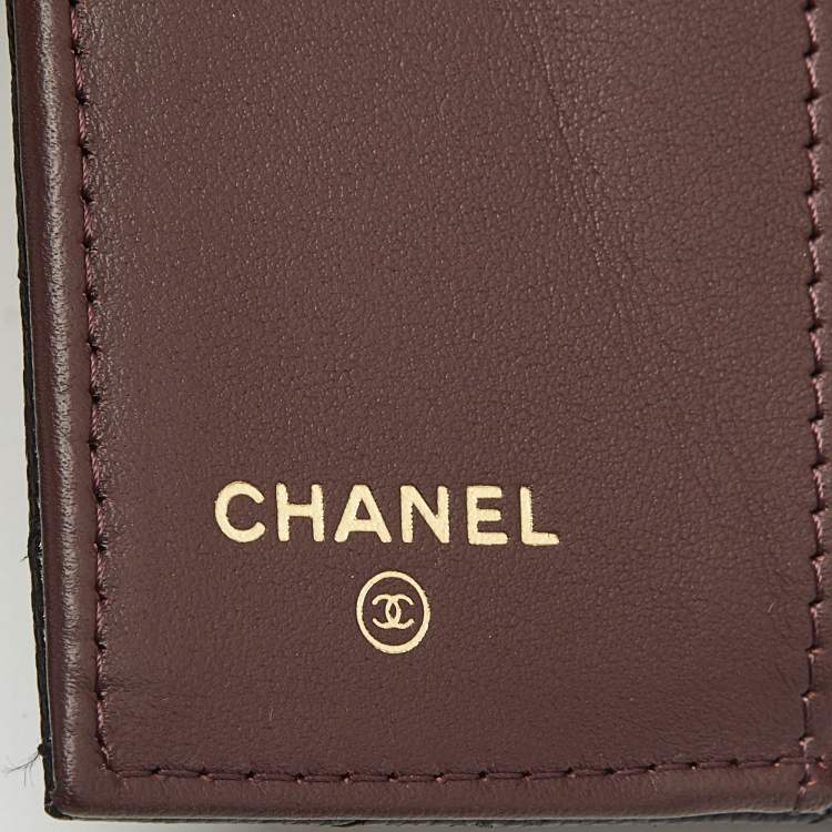Pre Owned Chanel Black Quilted Caviar Leather CC Flap Card Case