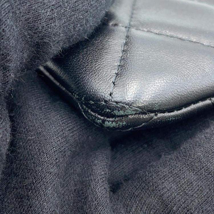 Pre Owned Chanel Black Lambskin Matelasse Clutch Bag 