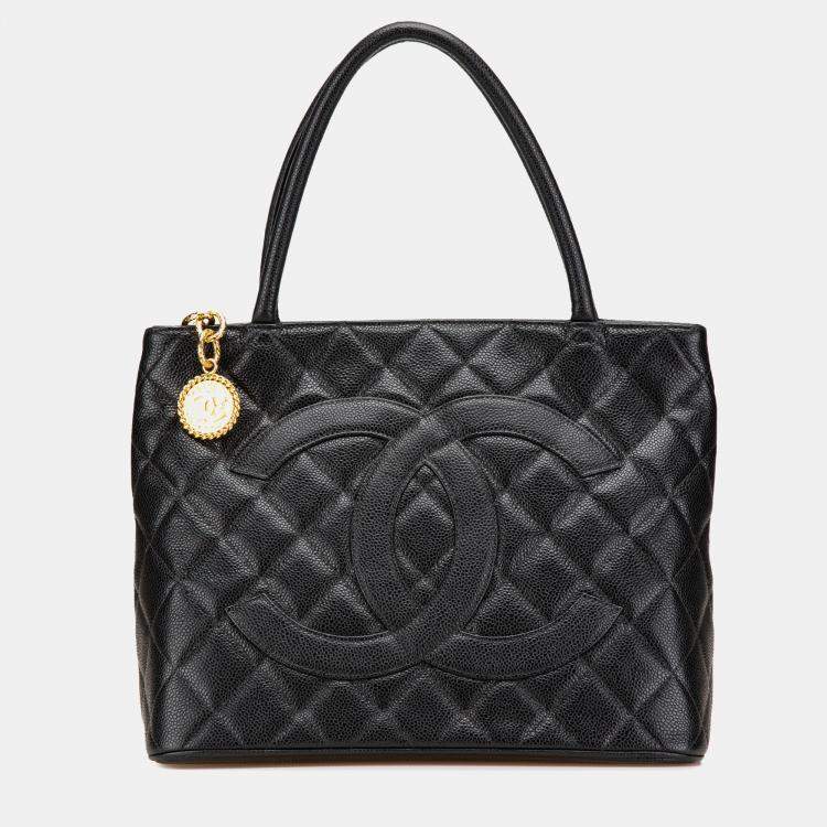 Pre Owned Chanel Black Caviar Medallion Tote