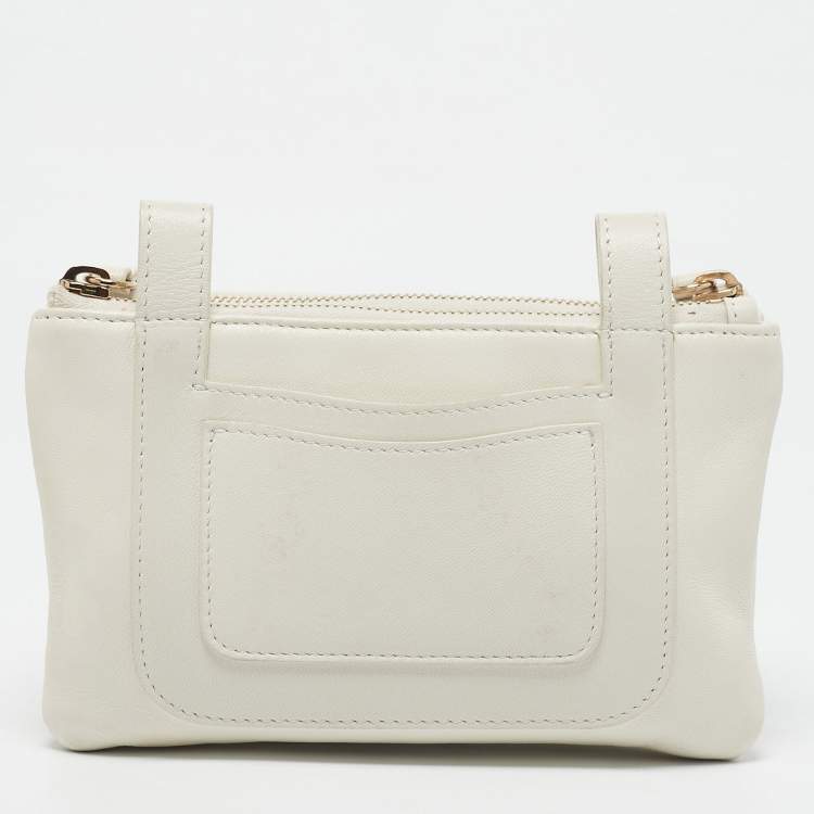 Pre Owned Chanel White Leather CC Mania Waist Bag