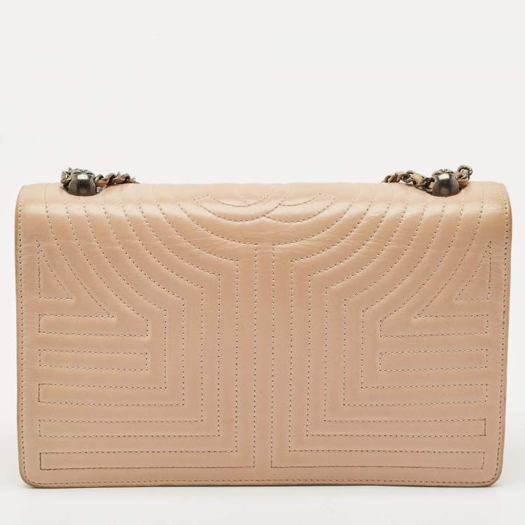 Pre Owned Chanel Beige Quilted Leather Medium Korean Garden Flap Bag