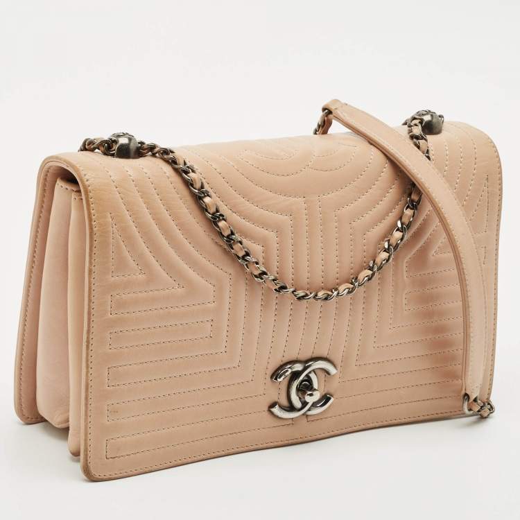 Pre Owned Chanel Beige Quilted Leather Medium Korean Garden Flap Bag
