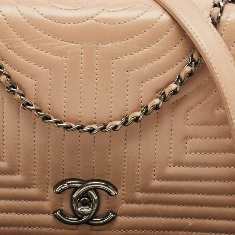 Pre Owned Chanel Beige Quilted Leather Medium Korean Garden Flap Bag