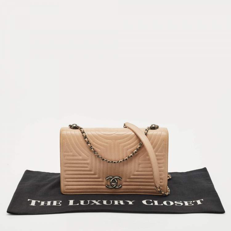 Pre Owned Chanel Beige Quilted Leather Medium Korean Garden Flap Bag