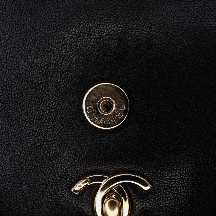 Pre Owned Chanel Black Mini Quilted Sheepskin Double Chevron Flap