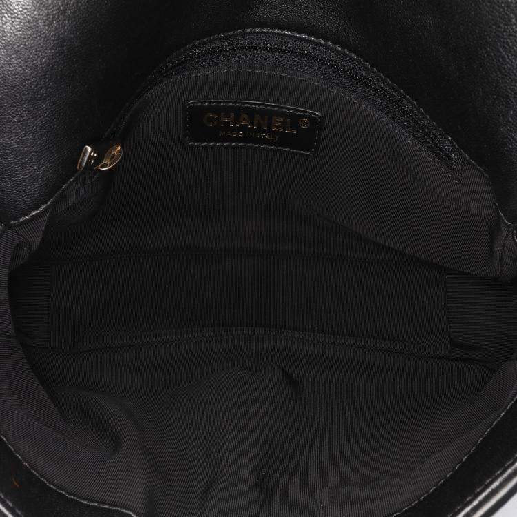 Pre Owned Chanel Black Mini Quilted Sheepskin Double Chevron Flap