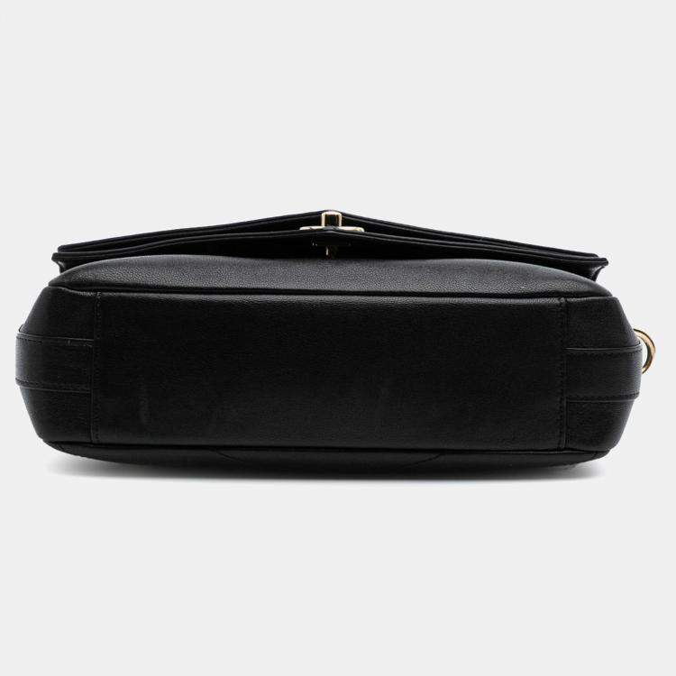 Pre Owned Chanel Black Mini Quilted Sheepskin Double Chevron Flap