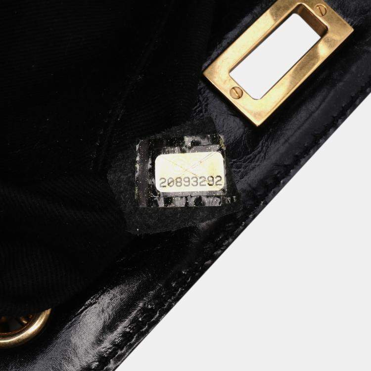 Pre Owned Chanel Black Reissue 2.55 Glazed Crackled Calfskin Shopping Bag
