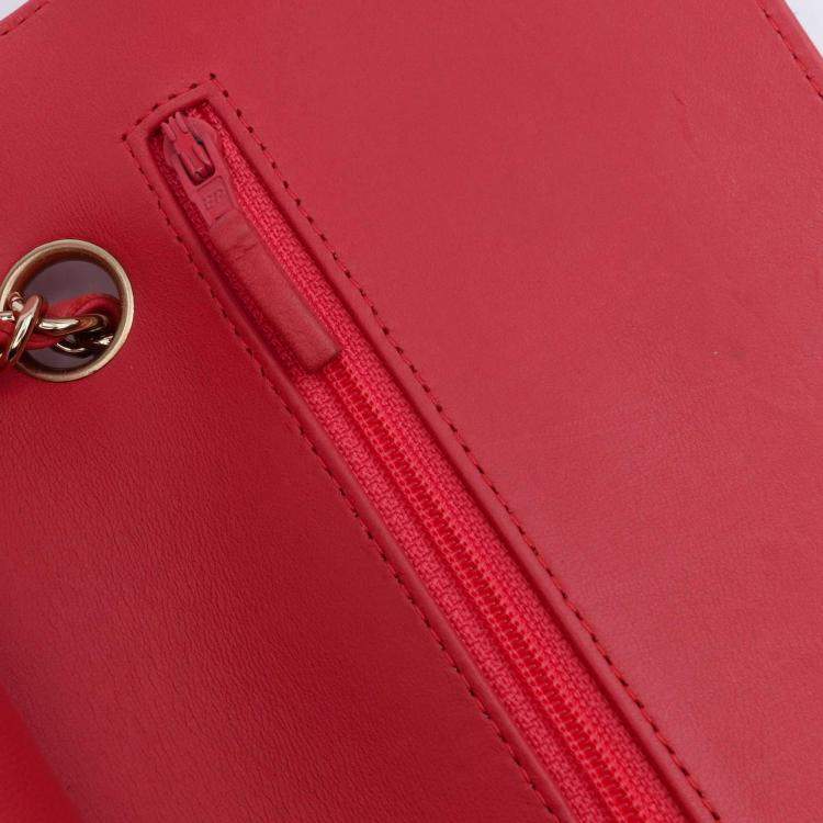 Pre Owned Chanel Pink Medium Classic Chevron Lambskin Double Flap