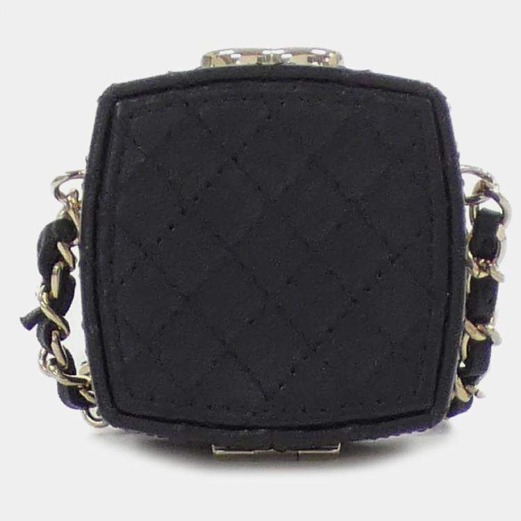 Pre Owned Chanel Black Leather Chain Clutch
