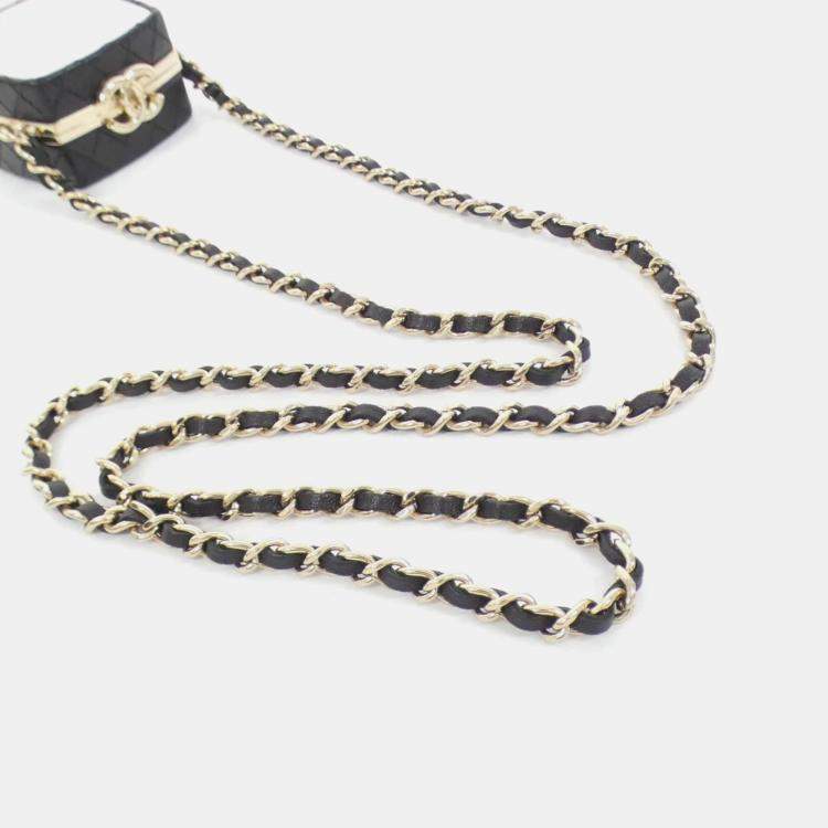 Pre Owned Chanel Black Leather Chain Clutch