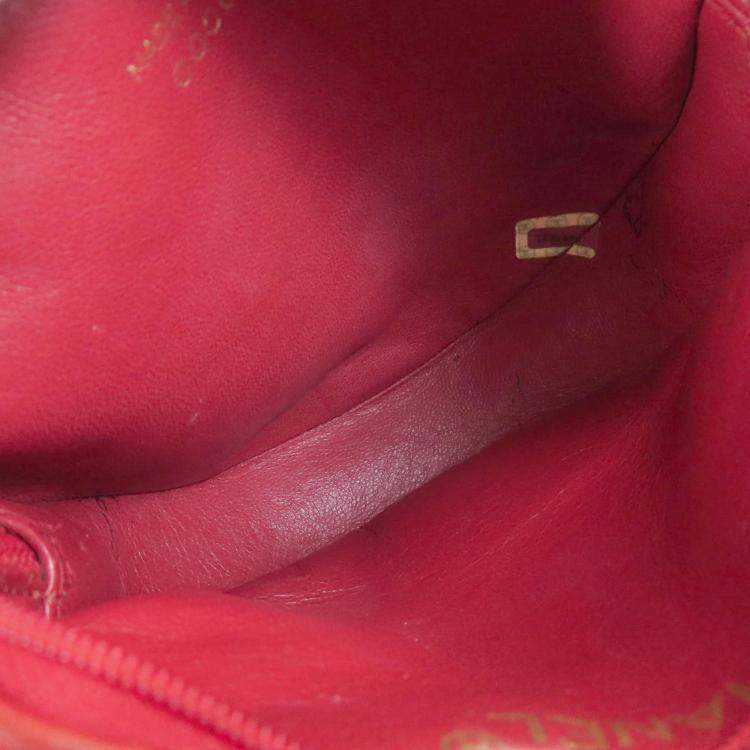 Pre Owned Chanel Red Lambskin Leather Coco Mark Shoulder Bag