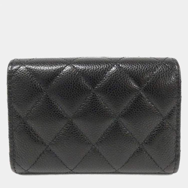 Pre Owned Chanel Black Caviar Leather Small Timeless Classic Flap Wallet