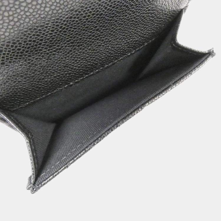 Pre Owned Chanel Black Caviar Leather Small Timeless Classic Flap Wallet