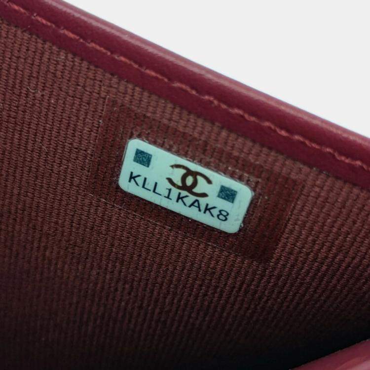 Pre Owned Chanel Bordeaux Matelasse Lambskin Tri-Fold 19 Wallet