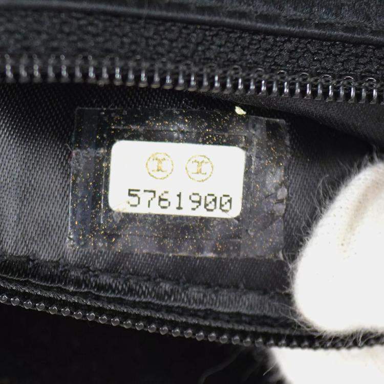 Pre Owned Chanel Cc Logos Beads Cross Body Shoulder Bag Black Satin