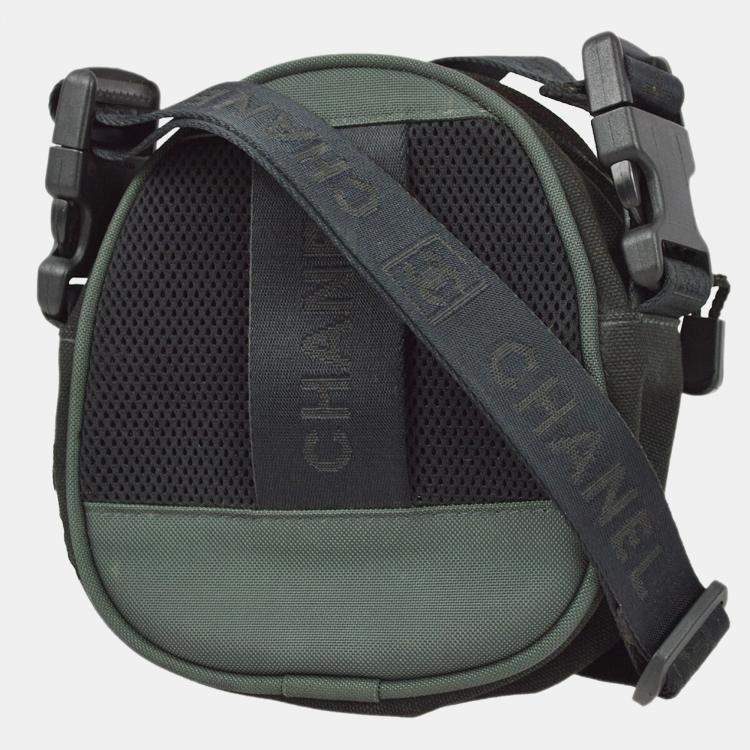Pre Owned Chanel Black Green Nylon Sport Line Crossbody Bag