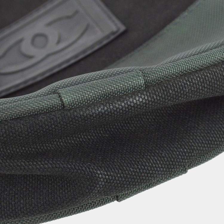 Pre Owned Chanel Black Green Nylon Sport Line Crossbody Bag