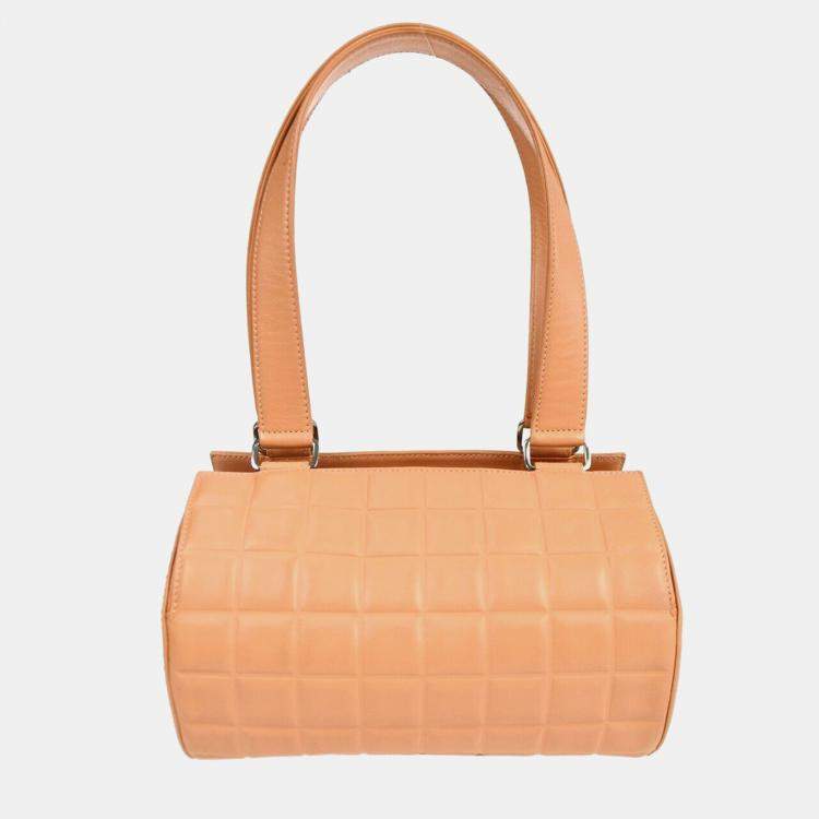Pre Owned Chanel Pink Lambskin Choco Bar Cylindrical Handbag