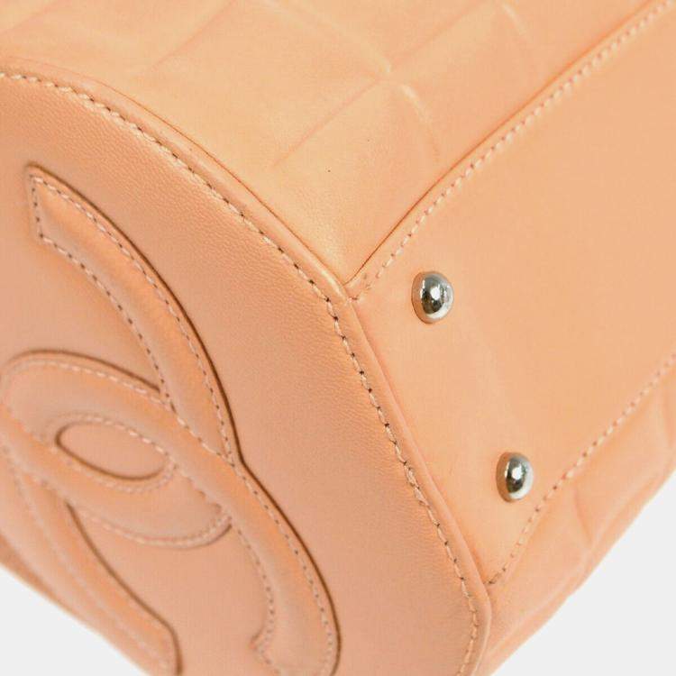 Pre Owned Chanel Pink Lambskin Choco Bar Cylindrical Handbag