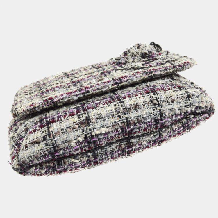 Pre Owned Chanel Multicolor Tweed Camellia Shoulder Bag