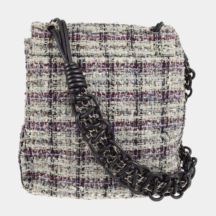 Pre Owned Chanel Multicolor Tweed Camellia Shoulder Bag